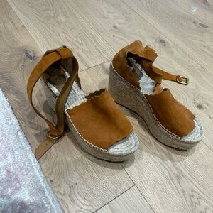 Chloe Lauren Suede Espadrille Wedge Sandals